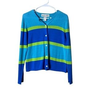 Vintage Victoria Holley Women Silk Cotton Cardigan Size 6 Preppy Twee Beachy